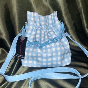Blue gingham purse